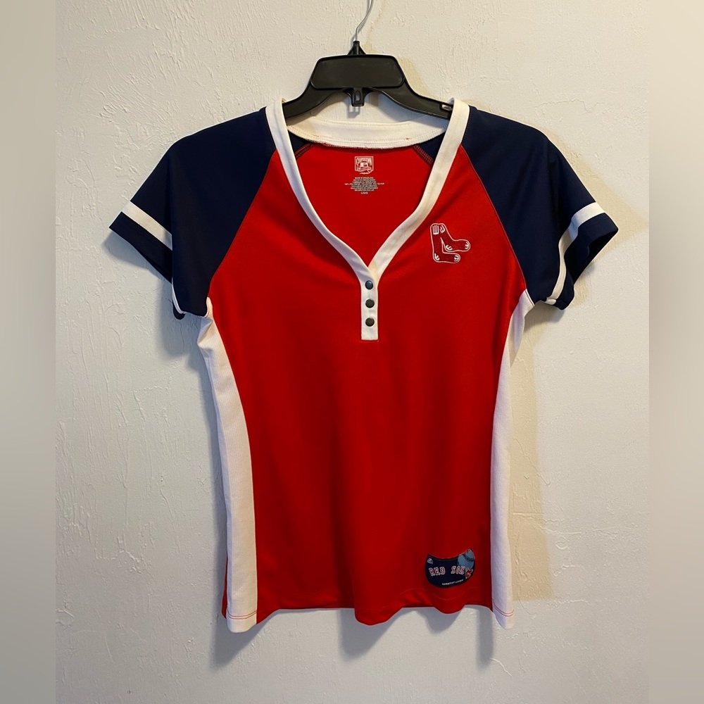Boston Red Sox Short Sleeve Jersey Henley Size Large